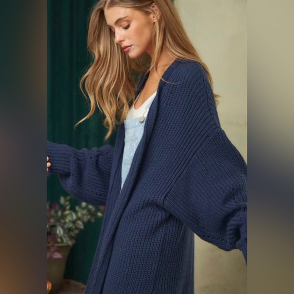 Band of Gypsies cable knit Cardigan sweater small (large) oversized hippie - Picture 2 of 6